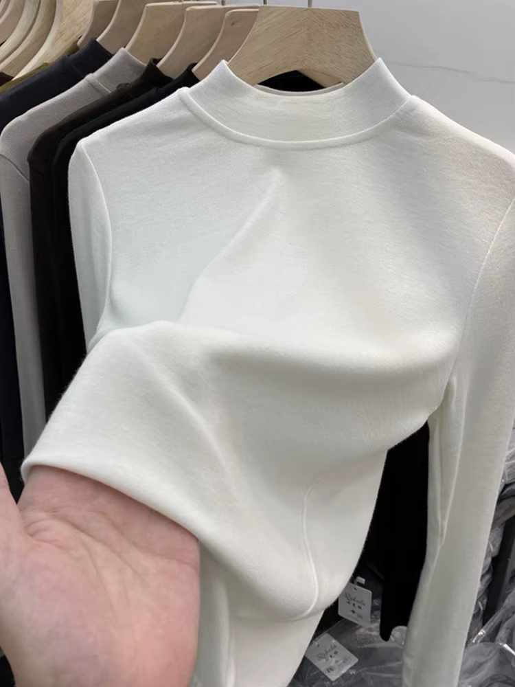 T-shirt blanc basique en pur coton de haute qualité pour femmes