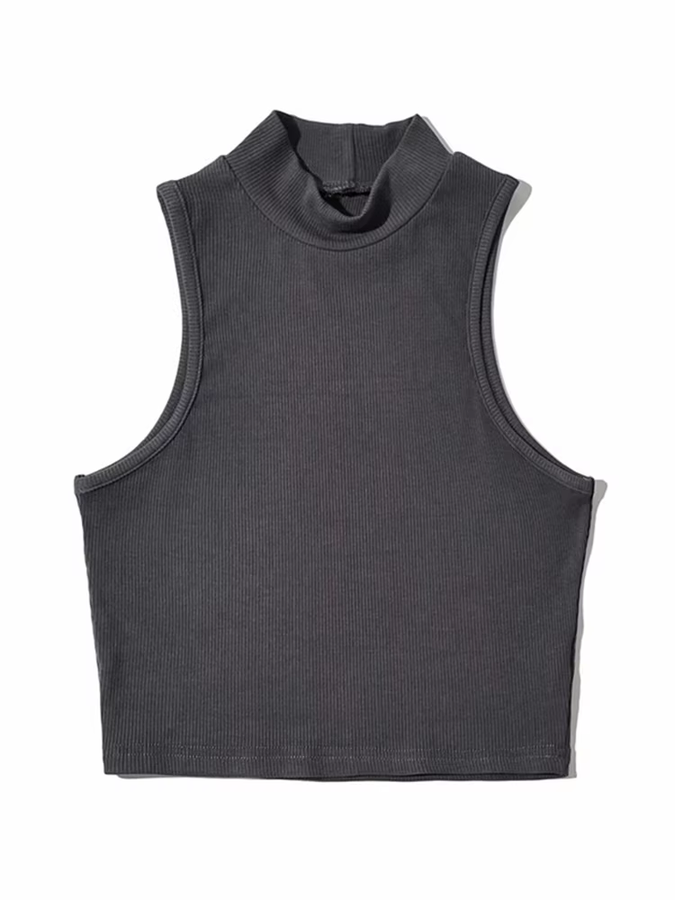 Été noir femmes mode haut court col