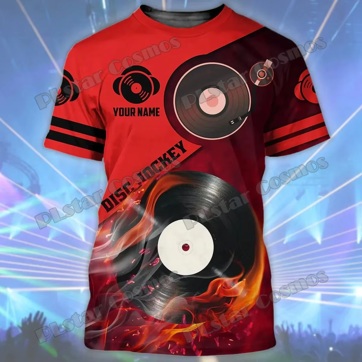 Nom personnalisé coloré DJ disque Jockey 3D imprimé mode hommes T-Shirt été unisexe décontracté