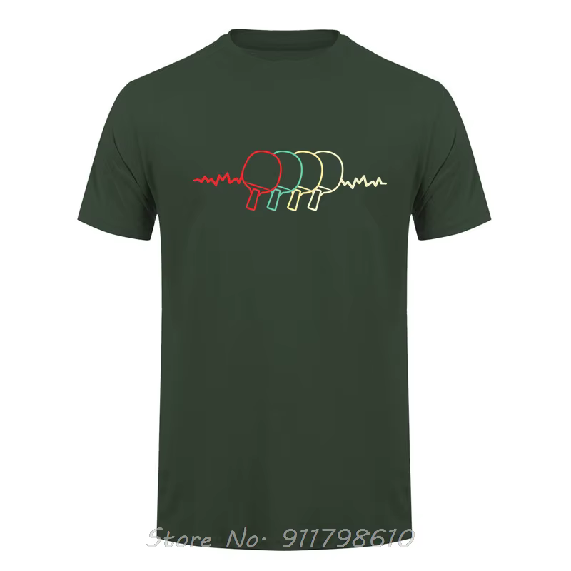Battement de coeur coton T-shirt été unisexe hauts t-shirts Tennis de Table surdimensionné