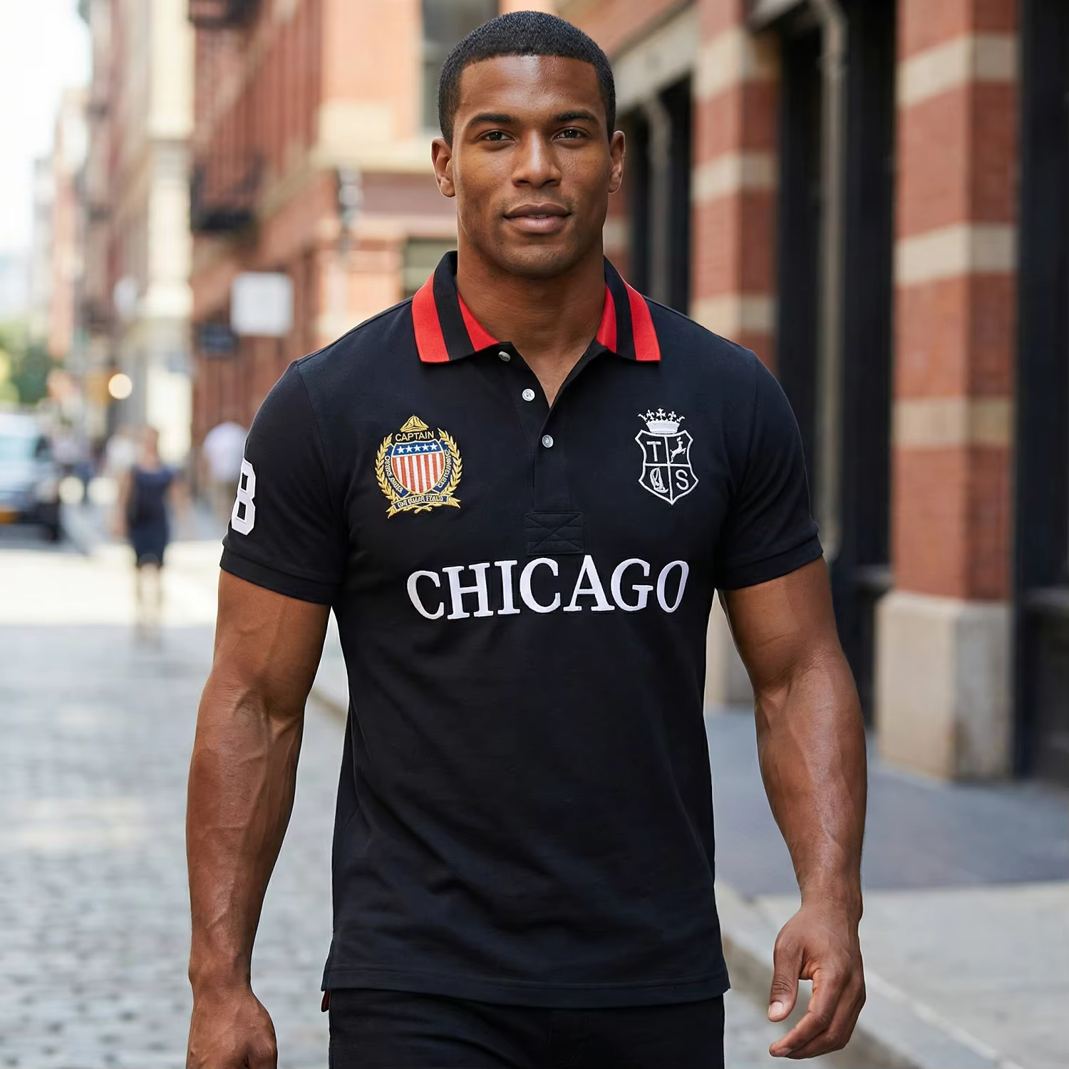 Polo pour homme USA Chicago à manches courtes