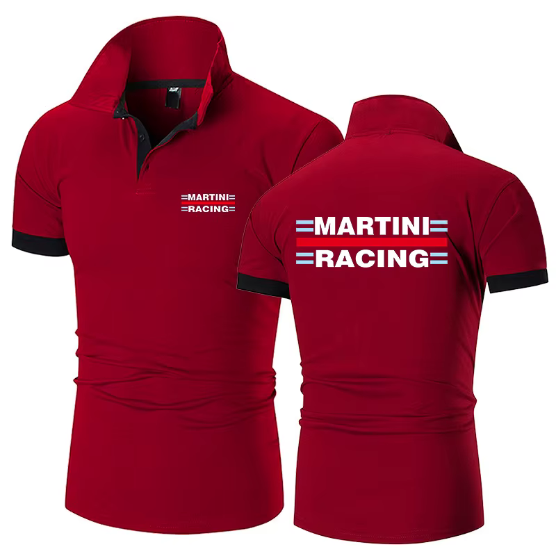 2025 été homme Martini Racing Logo imprimer nouveau Type couleur unie classique coton à manches courtes haut affaires Social Polo