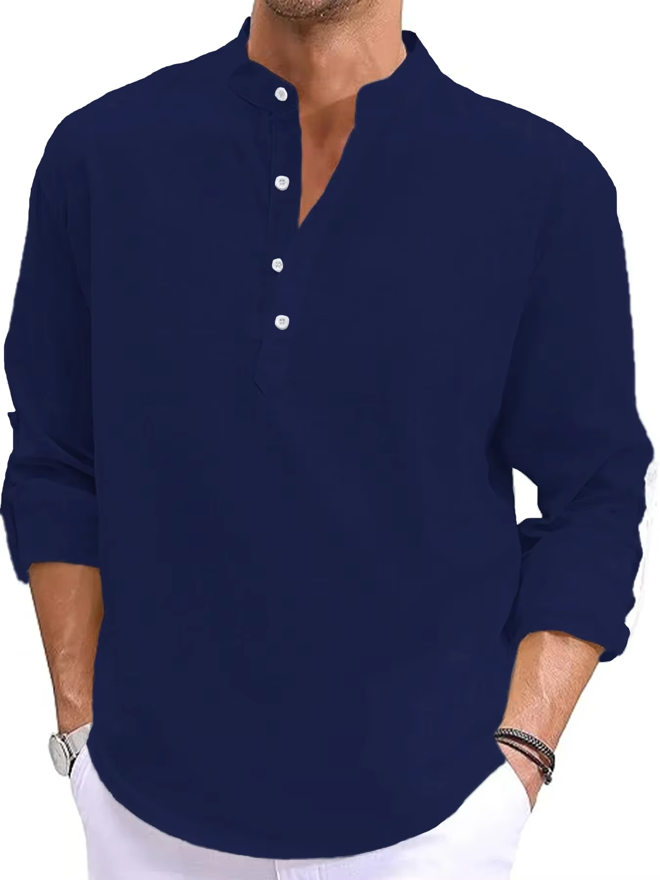T-shirt à manches longues en lin pour hommes