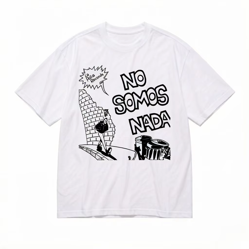 T-shirt graphique punk rock noir pour hommes La Polla Records Message de protestation espagnol NO SOMOS NAADA