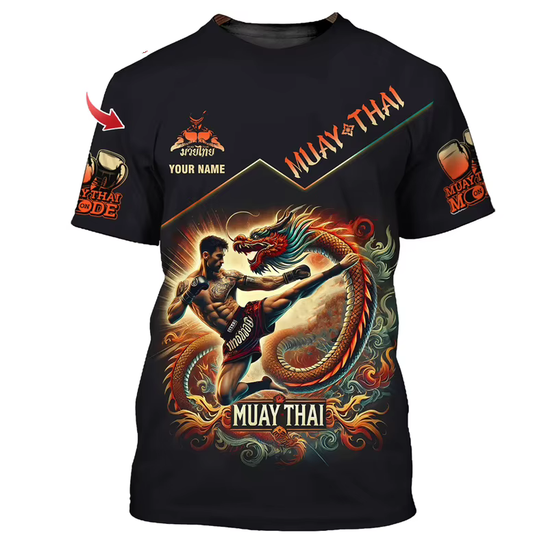 Cool nouveau Muay Thai graphique T-shirt pour hommes impression 3d tigre Dragon