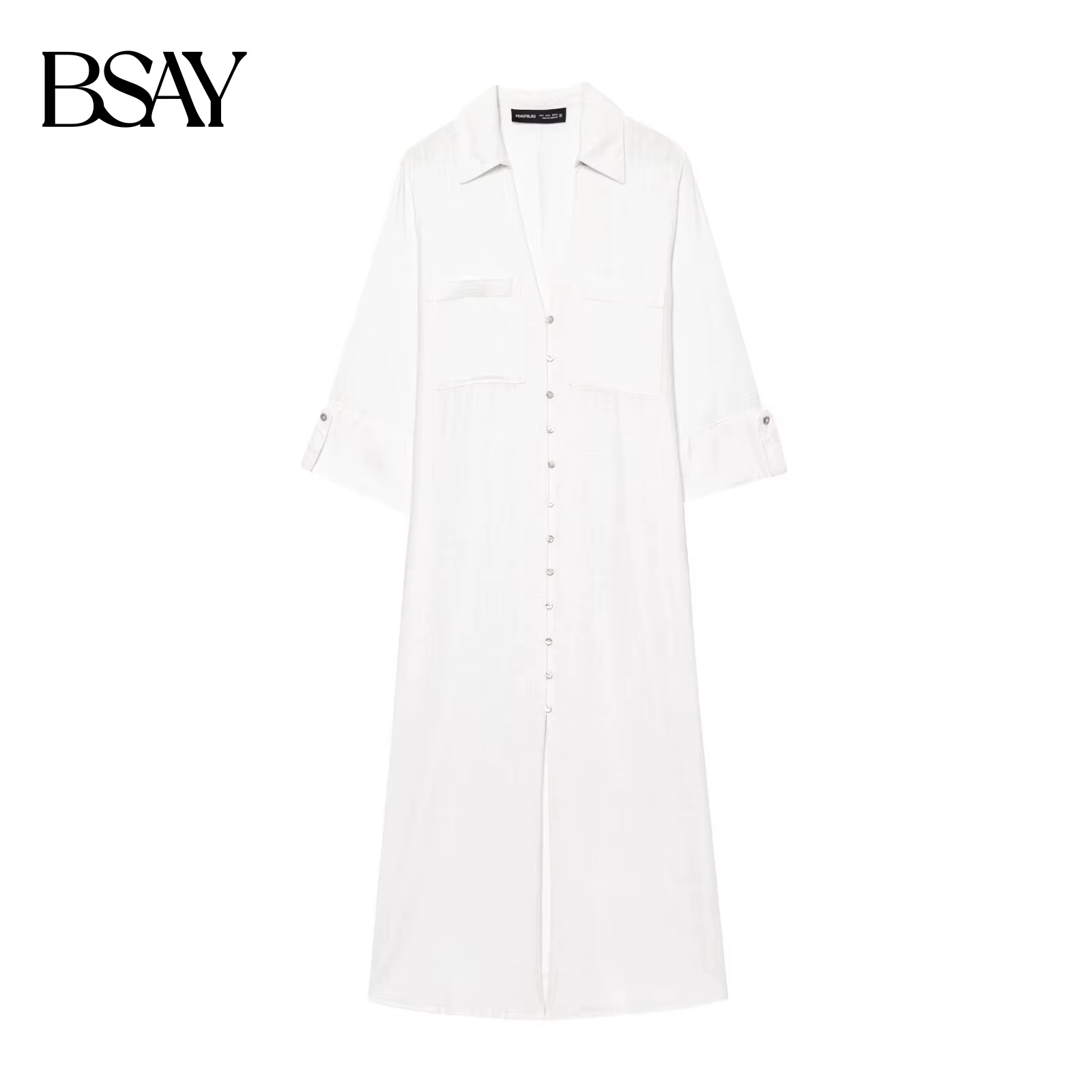 BSAY robe robe pour femmes mode été chemise Style simple boutonnage longue revers robes mi-longues français Chic femme soirée