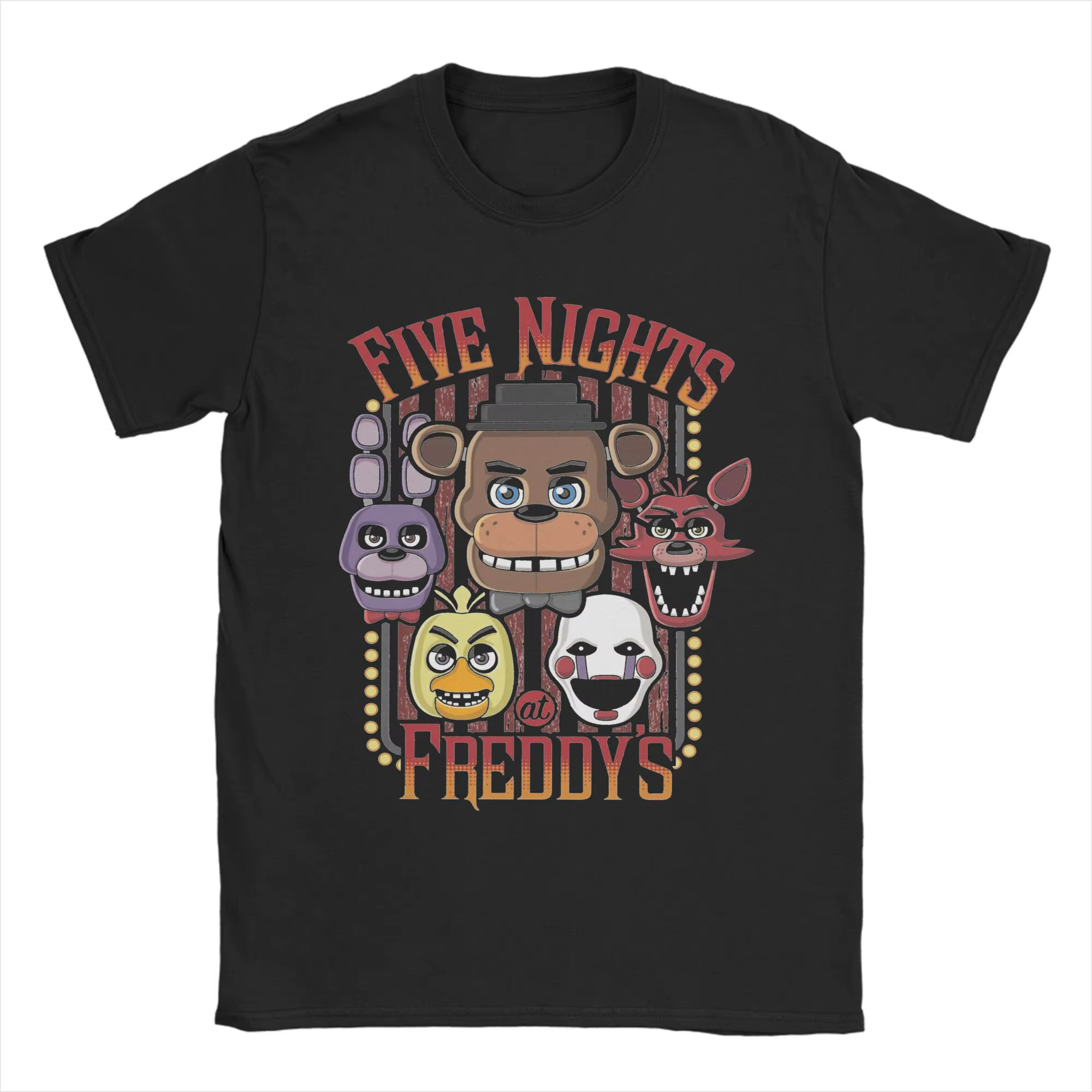 FNAF At Freddys T-shirts pour hommes T-shirt humoristique en pur coton à col rond à manches courtes Tops grande taille