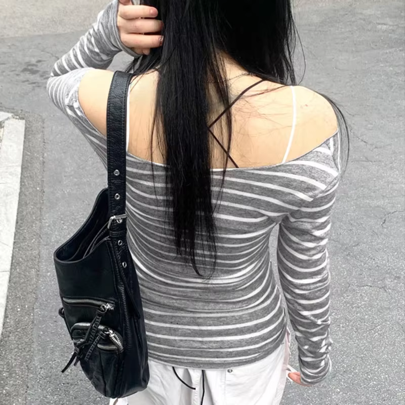 T-Shirt rayé à manches longues pour femmes