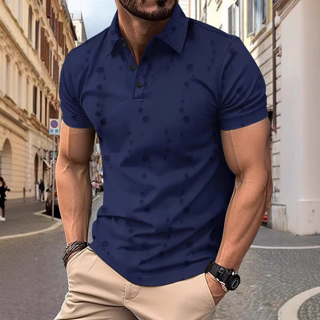 Nouveau été hommes trou Polos mode Streetwear à manches courtes