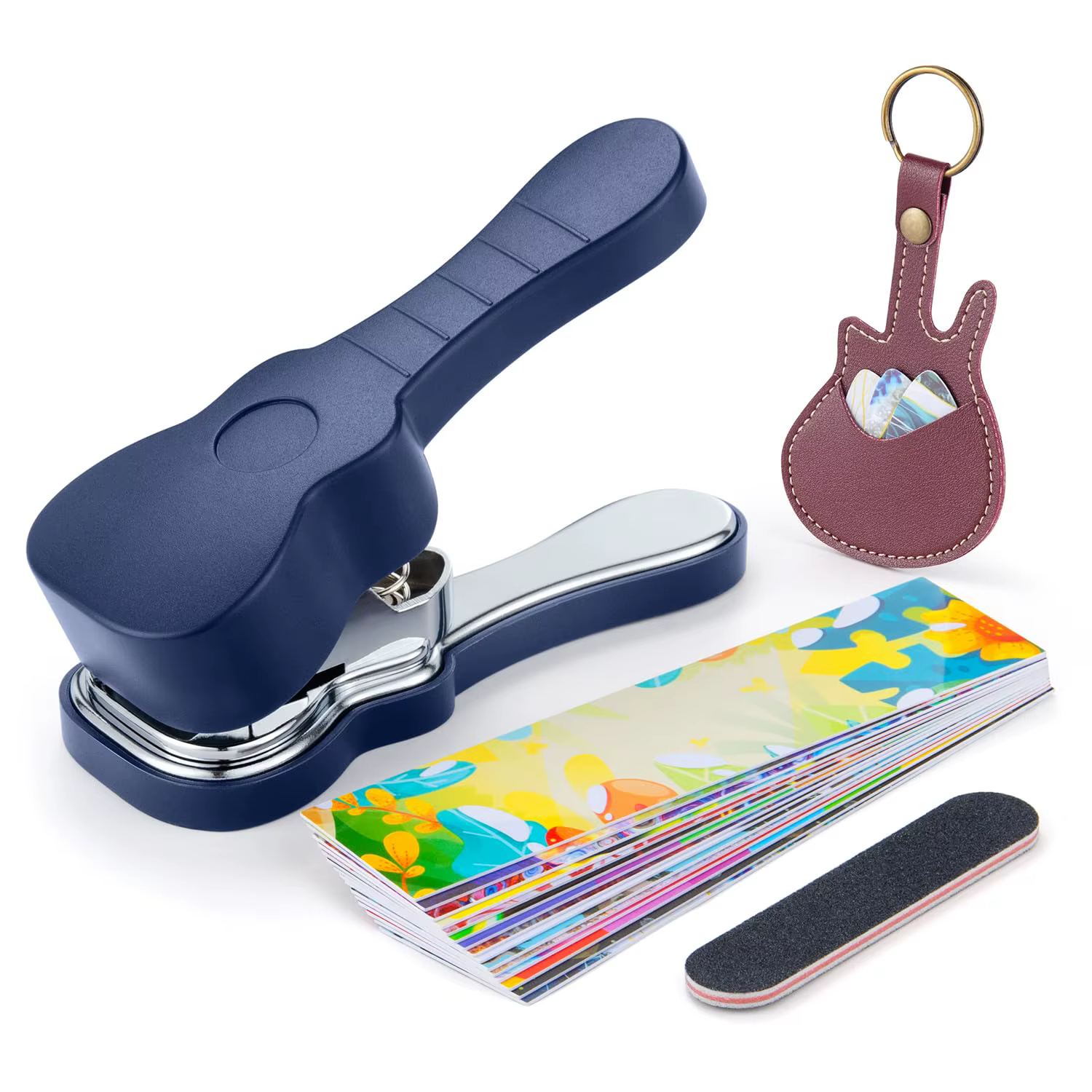 Perforateur de médiators pour guitare et basse avec 15 bandes de médiators variées, outil de fabrication de médiators, choix de cadeau