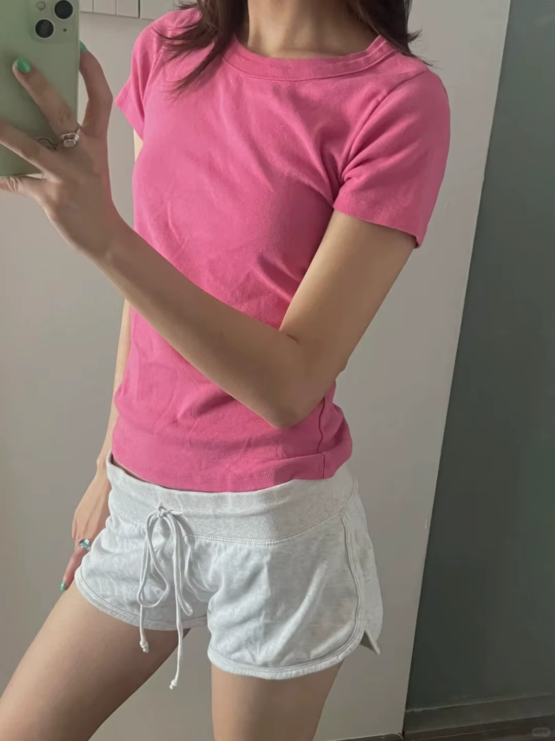 T-shirt col rond rouge rosé pour femme