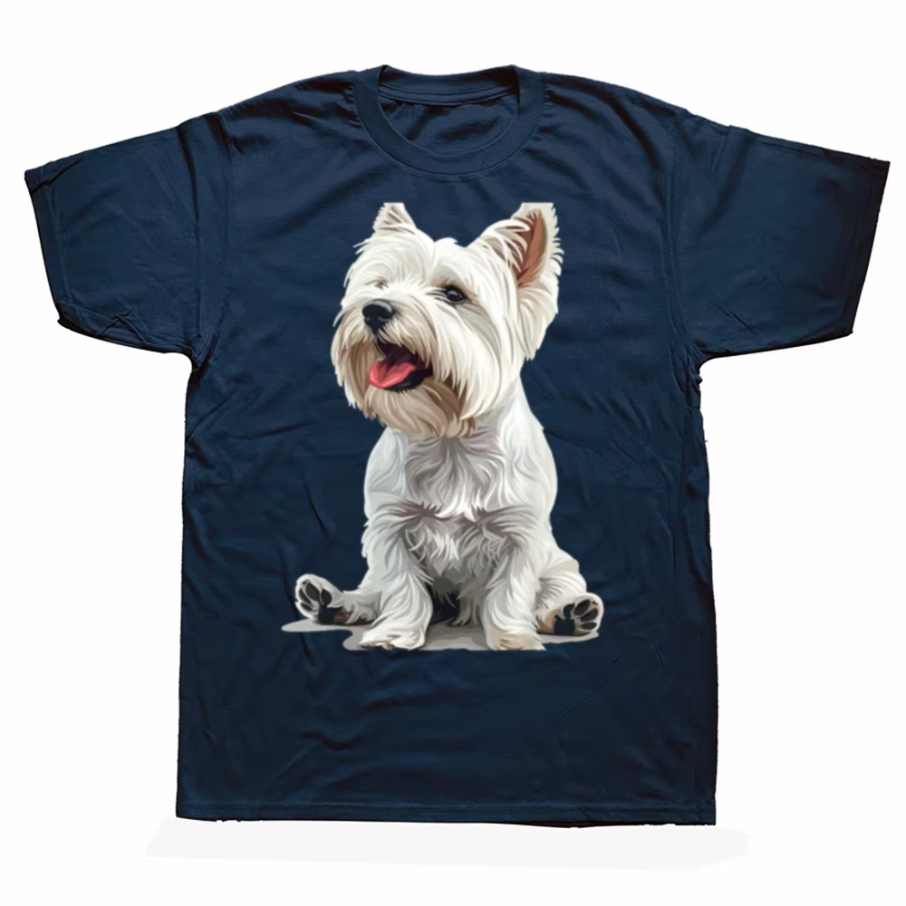Drôle West Highland blanc Terrier chien Westie T-shirts hommes femmes mode t-shirt style décontracté 100% coton ample