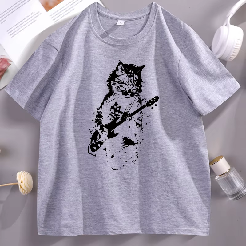 T-shirt Rock Cat Guitar