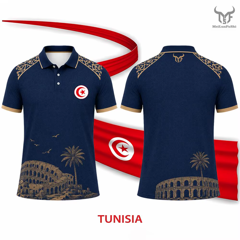 Nouveau Polo 2026 à Imprimé Drapeau de la Tunisie