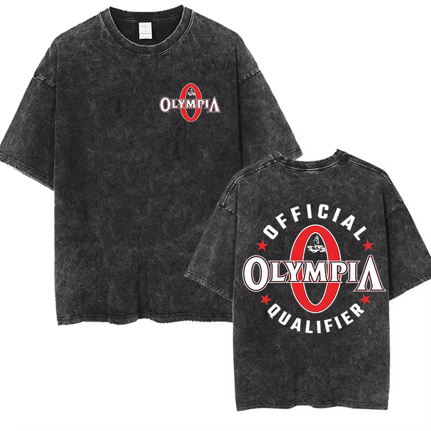 T-shirt graphique vintage délavé Olympia Gym pour homme 2026