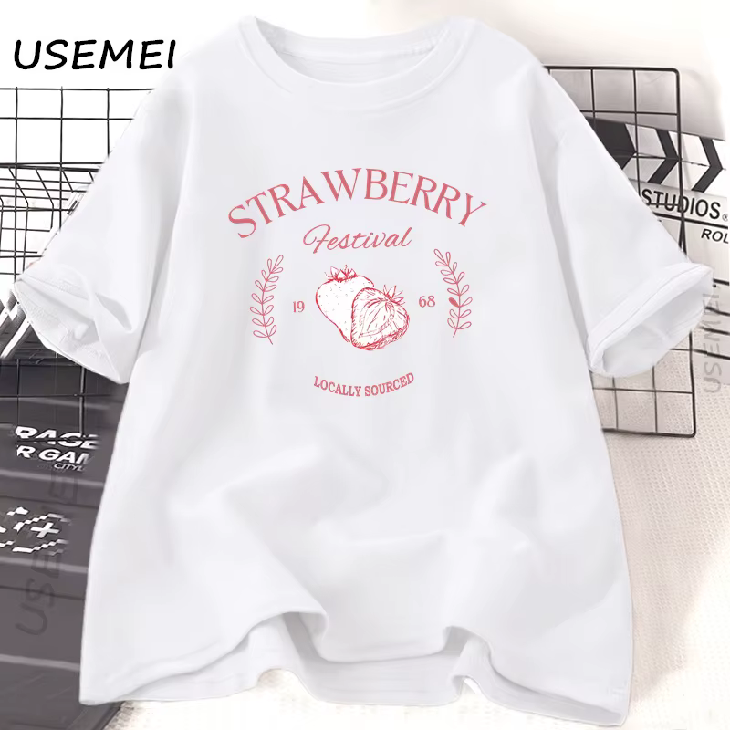 Fraise Vintage T-Shirt femme coton