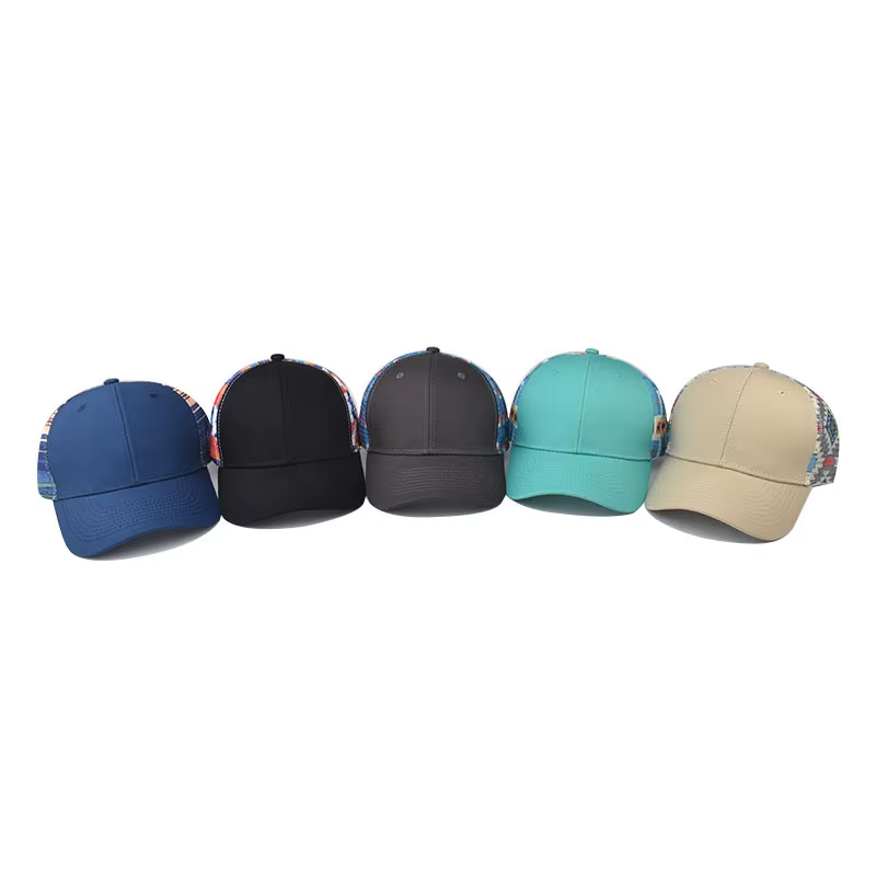 Casquette de baseball de couleur géométrique avec logo de design de mode pour l'escalade en plein air