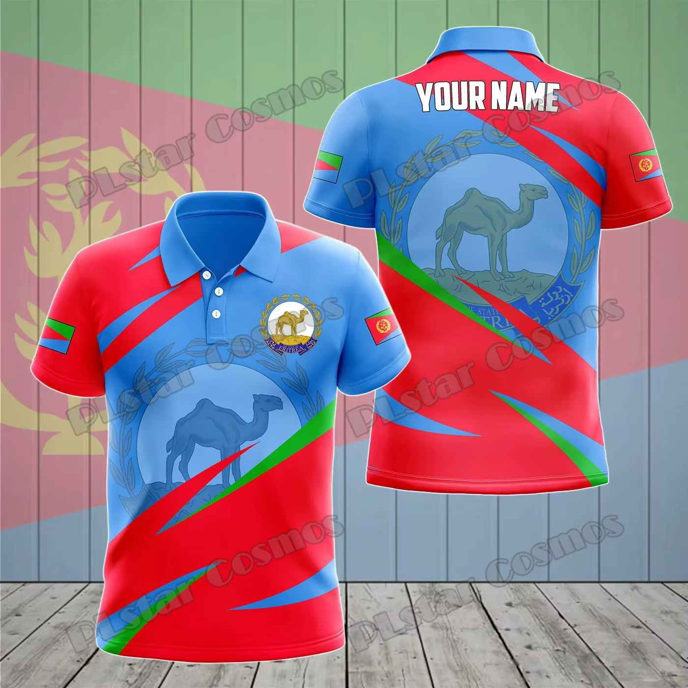 Personnaliser l'érythrée blason 3D partout imprimé mode hommes Polo été décontracté unisexe à manches courtes