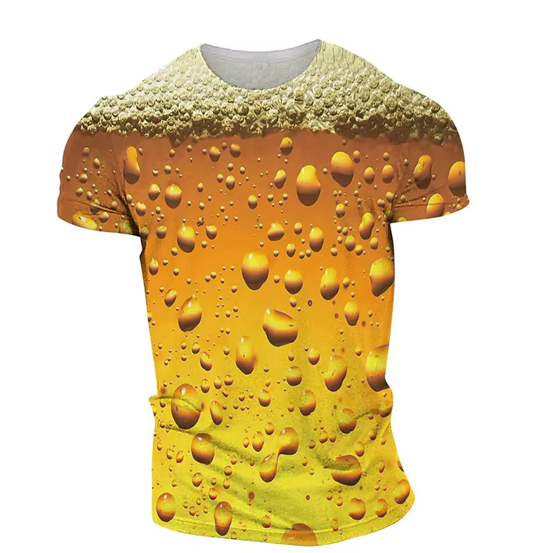 T-shirt imprimé 3D bière pour hommes