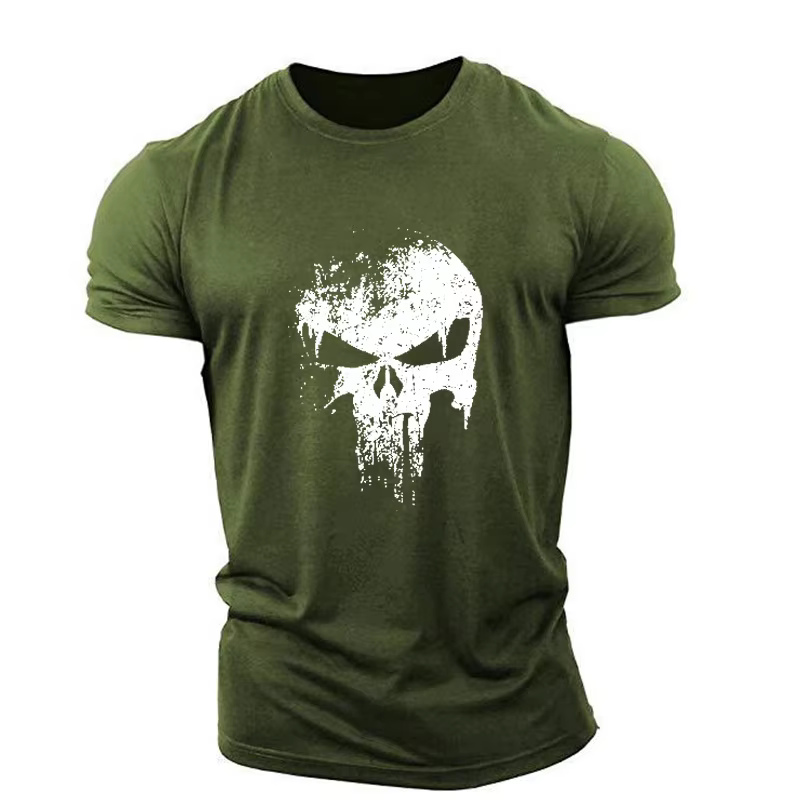 T-shirt Horror Skulls à manches courtes pour hommes, imprimé en 3D, style de rue masculin, haut de sport sportif décontracté, grande taille 6XL