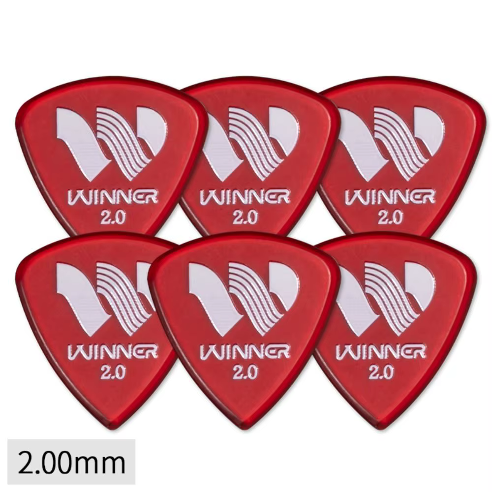 Plectres de guitare professionnels Winner, 6 pièces, grands plectres triangulaires antidérapants, plectres de 2.0MM d'épaisseur, accessoires pour guitare acoustique