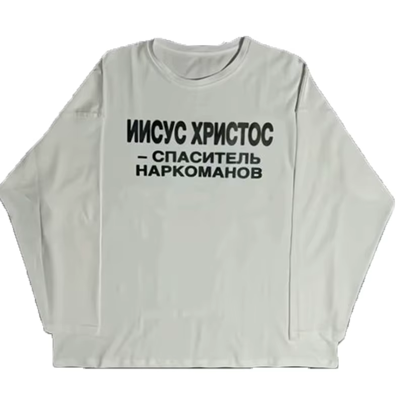 T-shirt manches longues femme hauts imprimé lettre motif mode décontracté Harajuku rétro haute rue punk esthétique fille émotionnelle