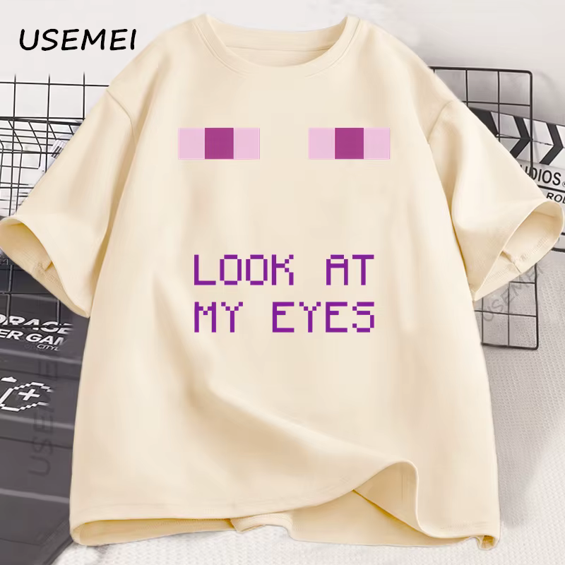 Enderman Eyes jeu T-shirts conception drôle coton à manches courtes t-shirt décontracté col rond ample graphique