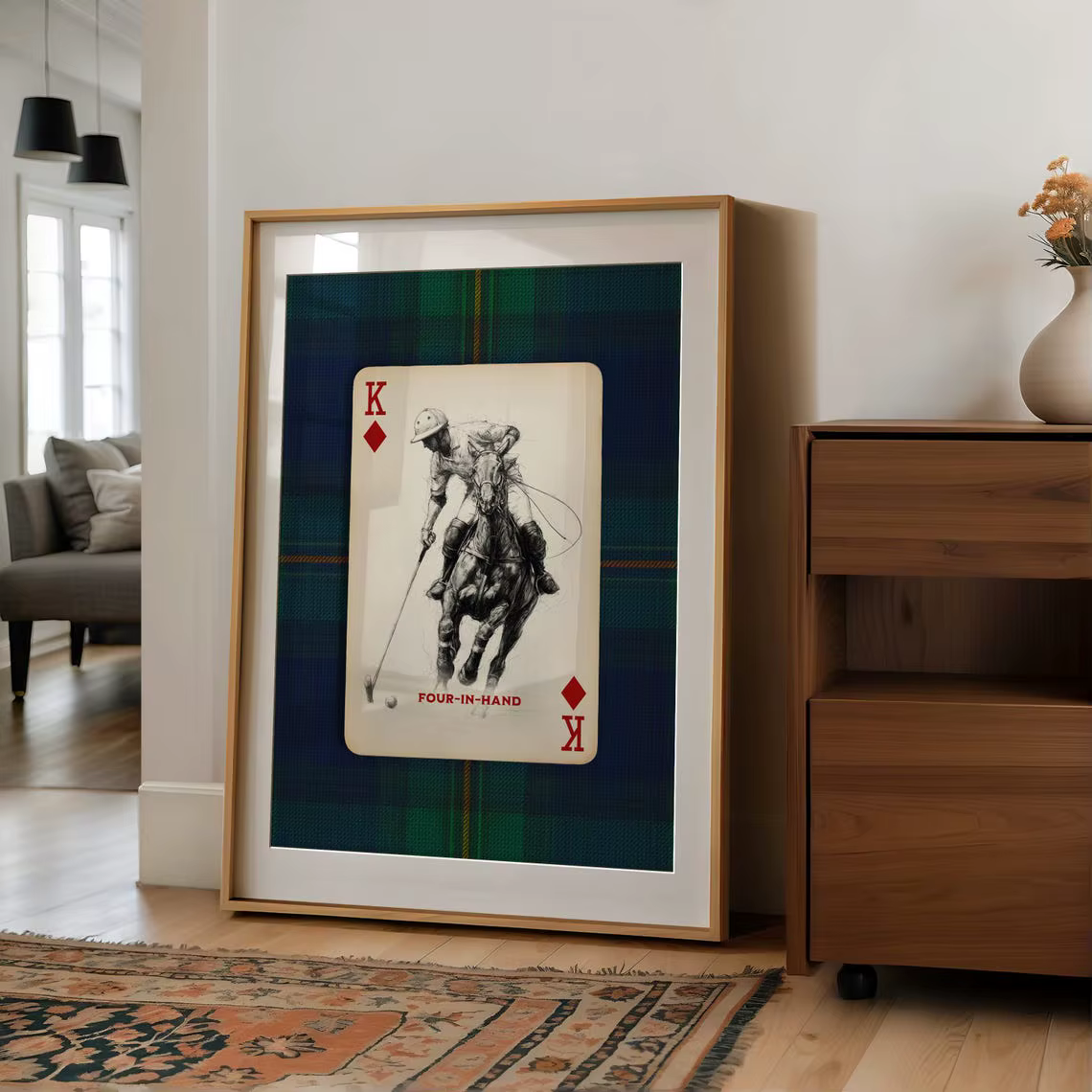 Polo carte à jouer mur Art marine Plaid équestre toile impression vieille argent bureau décor patrimoine américain ameublement décoration