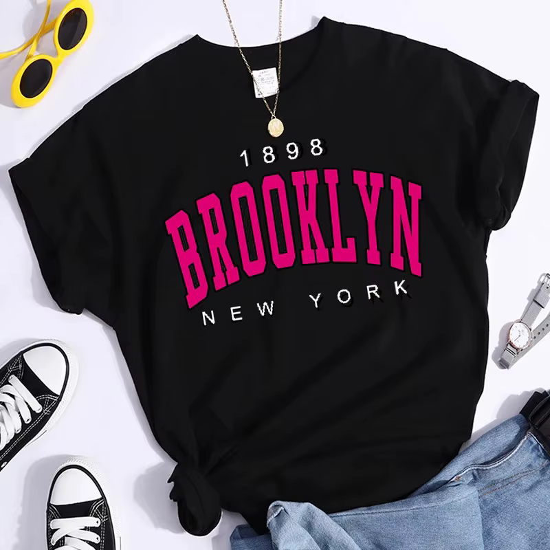 2024 Nouvel Été Femmes T-shirt 1898 Brooklyn New York Imprimé Manches Courtes T-Shirts Chaud Décontracté Streetwear Hip Hop Y2k Vêtements Hauts
