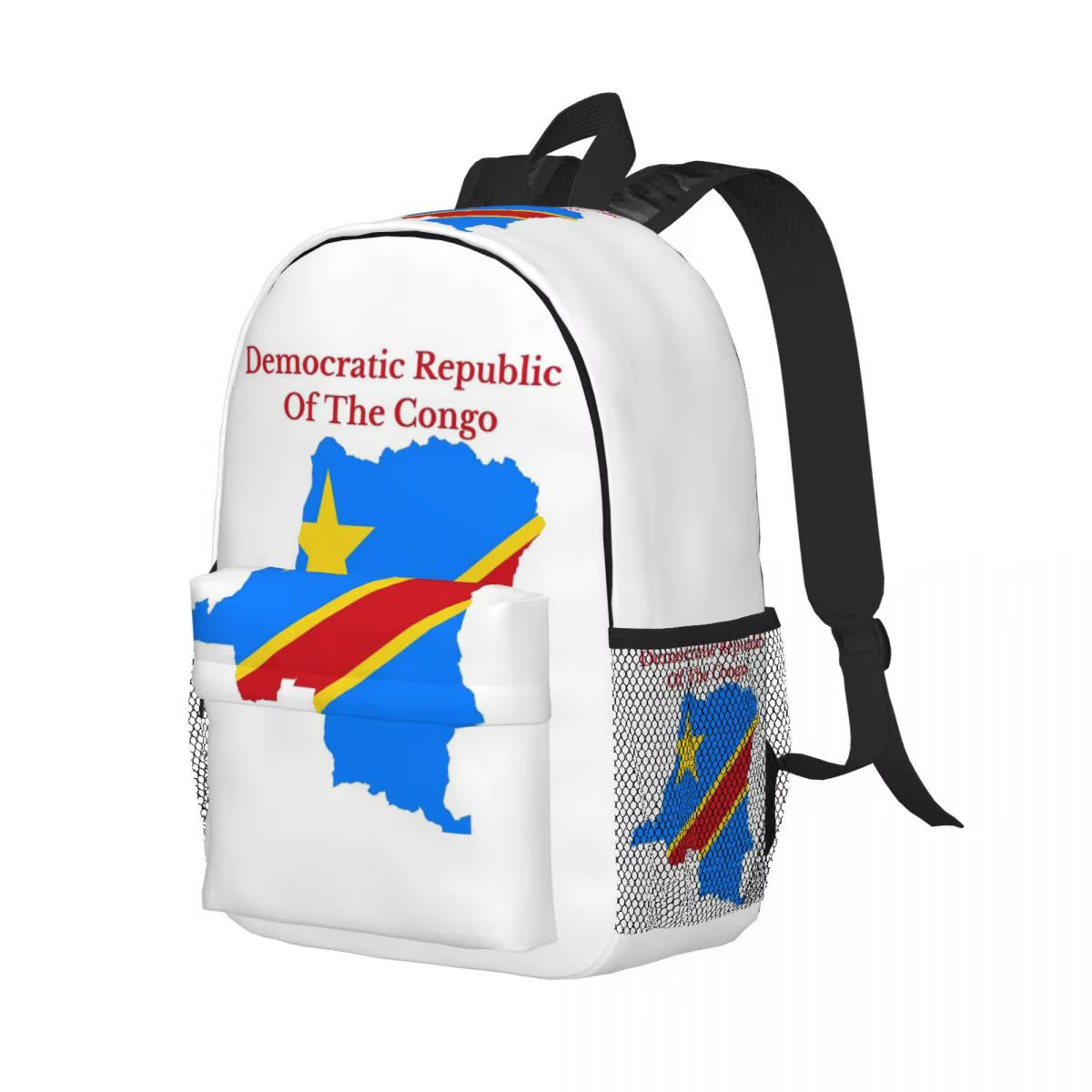 République démocratique du Congo drapeau carte sac à dos étudiant garçon fille BookBag enfants sac d'école ordinateur sacs à bandoulière pour hommes femmes