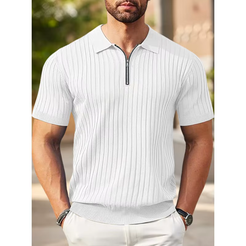 Polo en tricot côtelé pour homme