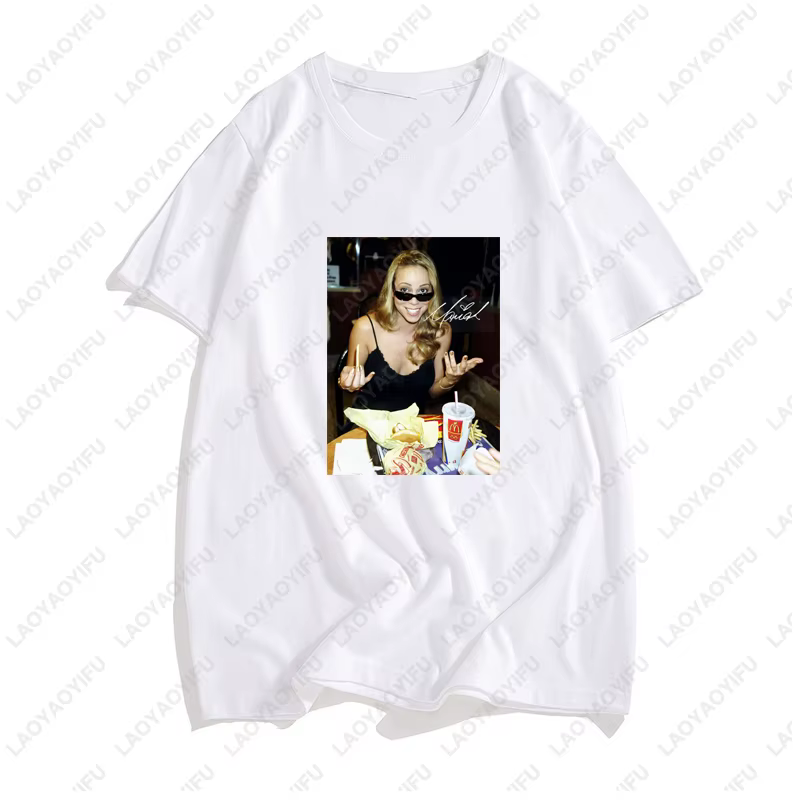 T-shirt manches courtes homme, estival et décontracté, avec image de Mariah Carey