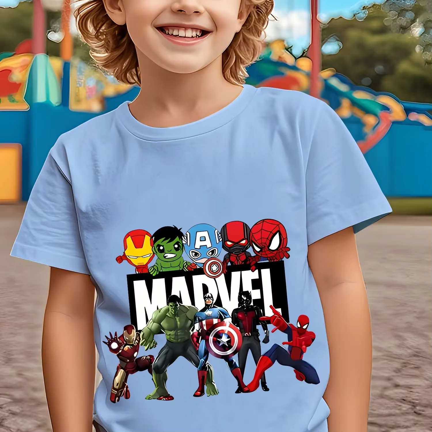 Marvel Avengers T-shirt d'été pour garçons et filles de 3 à 12 ans