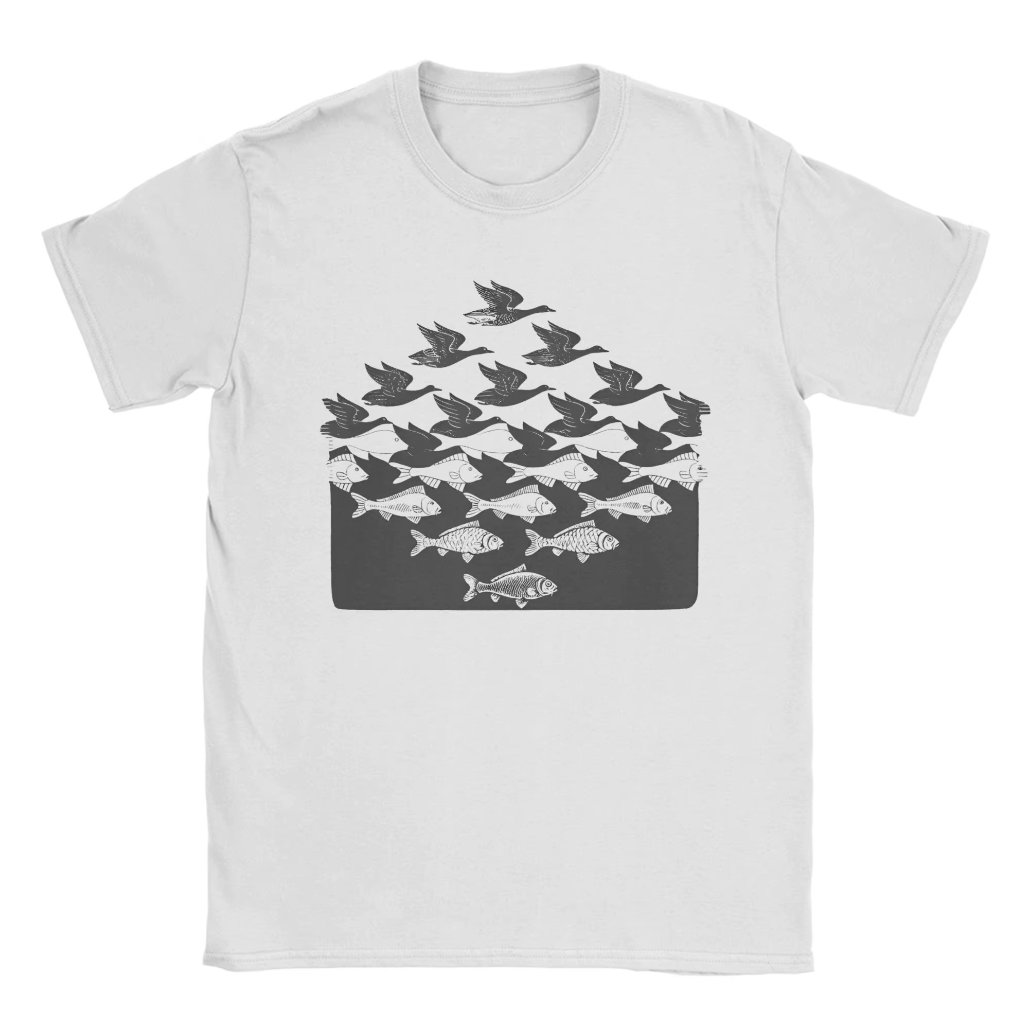 MC Escher Fish House pêcheurs hommes t-shirts Art classique fou T-Shirt à manches courtes col rond coton marchandise d'été