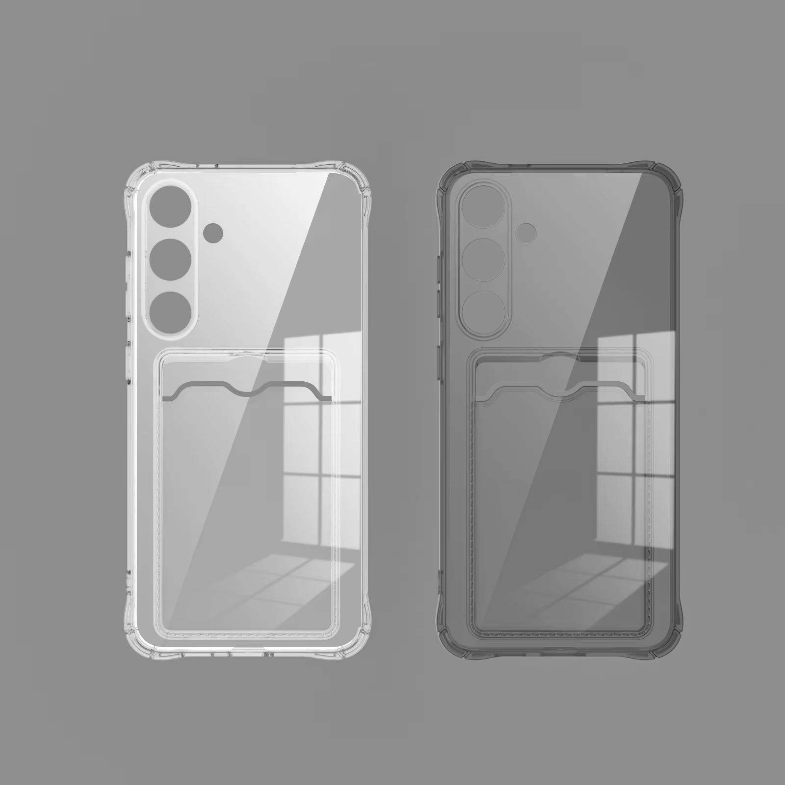 Étui en silicone transparent avec fente pour carte pour Samsung Galaxy S26 S25 Edge S24 S23 S22 S21 Plus Note 20 Ultra S20 FE Protection Cover