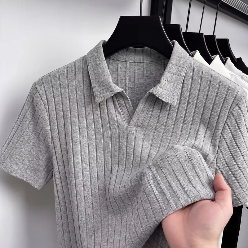 Polo en tricot côtelé pour homme