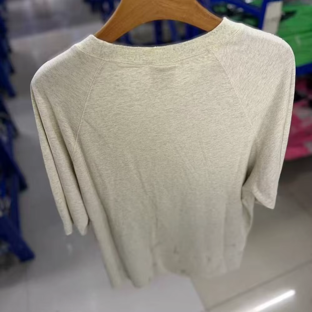 SAINT Hole Style Nouvelle Arrivée T-shirt gris à manches courtes col rond oversize à trous imprimé rétro pour hommes et femmes en coton