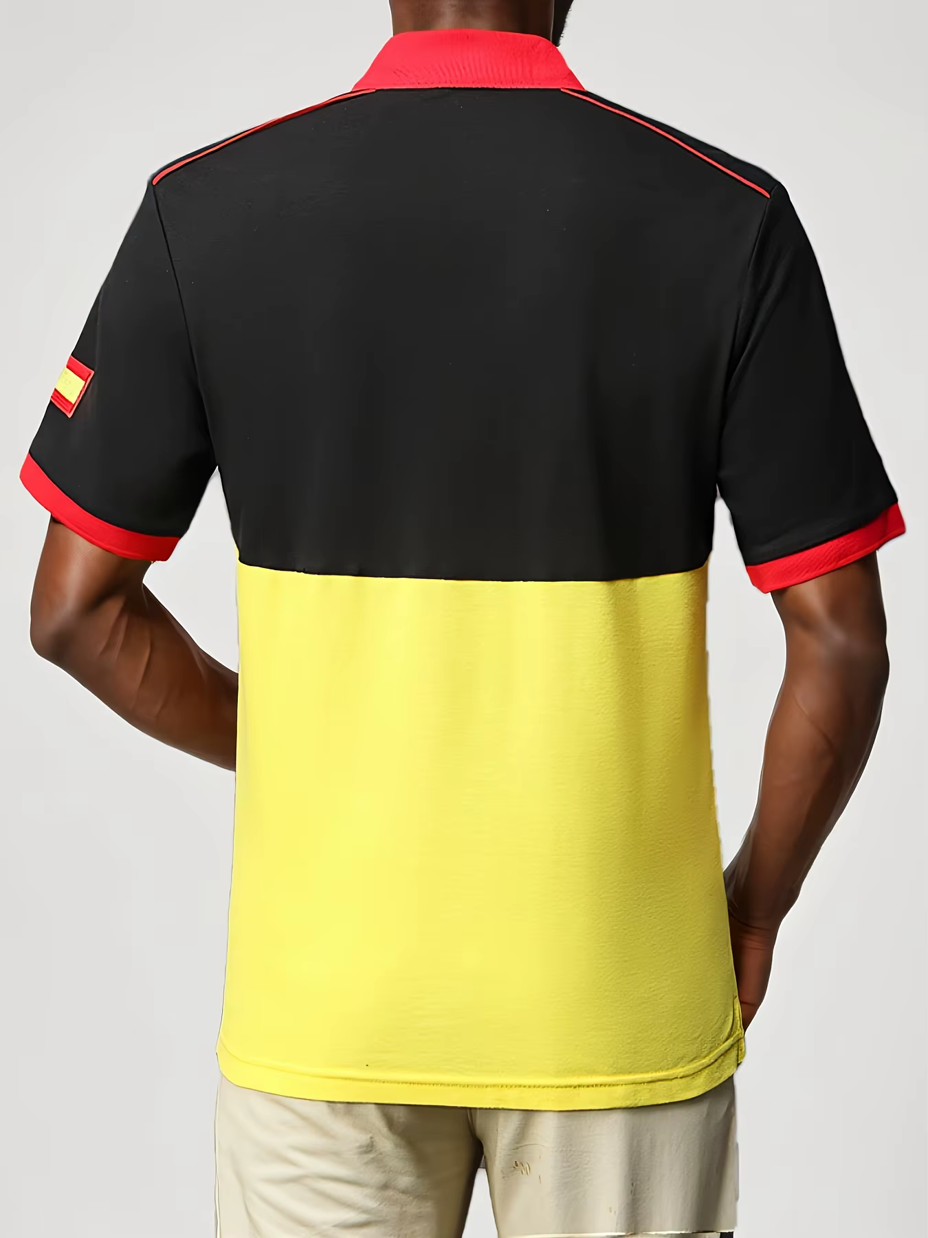 Polo Homme Espagne Manches Courtes Coton Brodé avec Fente Couleur Contrastante Design Original Loisirs Sport Fête