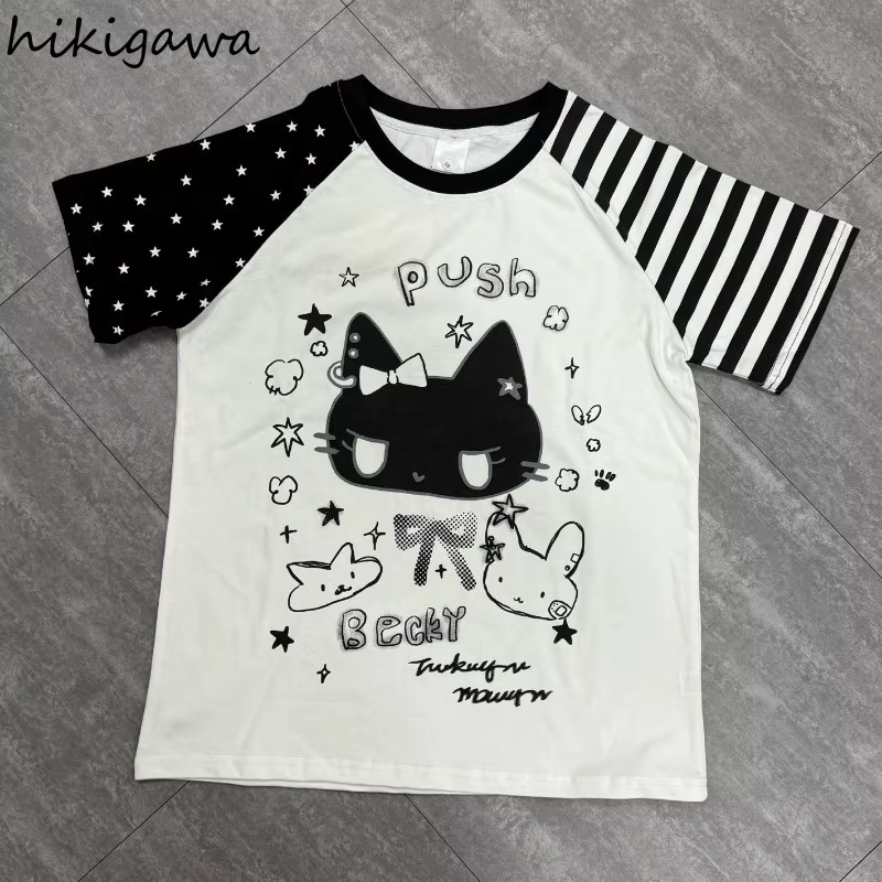 Hauts surdimensionnés T-shirts japonais 2025 femmes vêtements été Camisetas décontracté mode Y2k