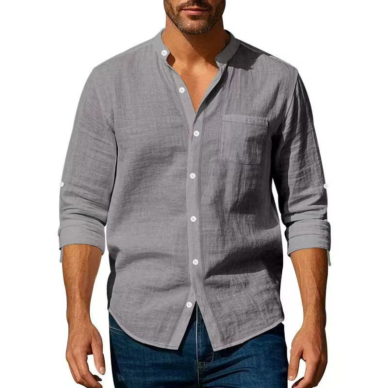 Chemise en coton et lin pour homme