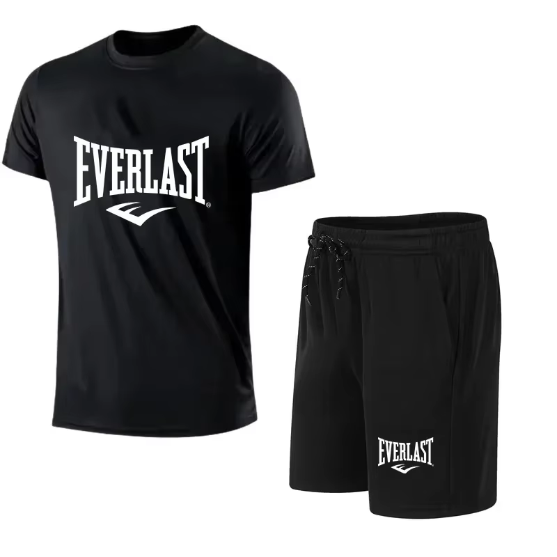 EVERLAST hommes T-shirt + Short 2 pièces ensemble loisirs souffle à manches courtes Sport Jogging gymnase marque impression vêtements