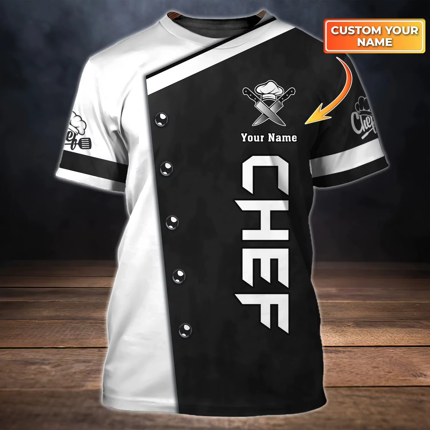 Chef vie chemise été homme t-shirt Cookie & Fudge maître nom personnalisé 3D imprimé unisexe
