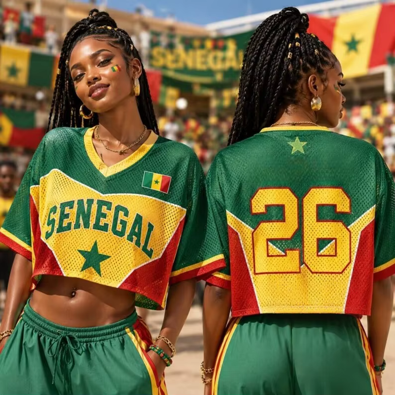 T-shirt court imprimé 3D aux couleurs du drapeau du Sénégal