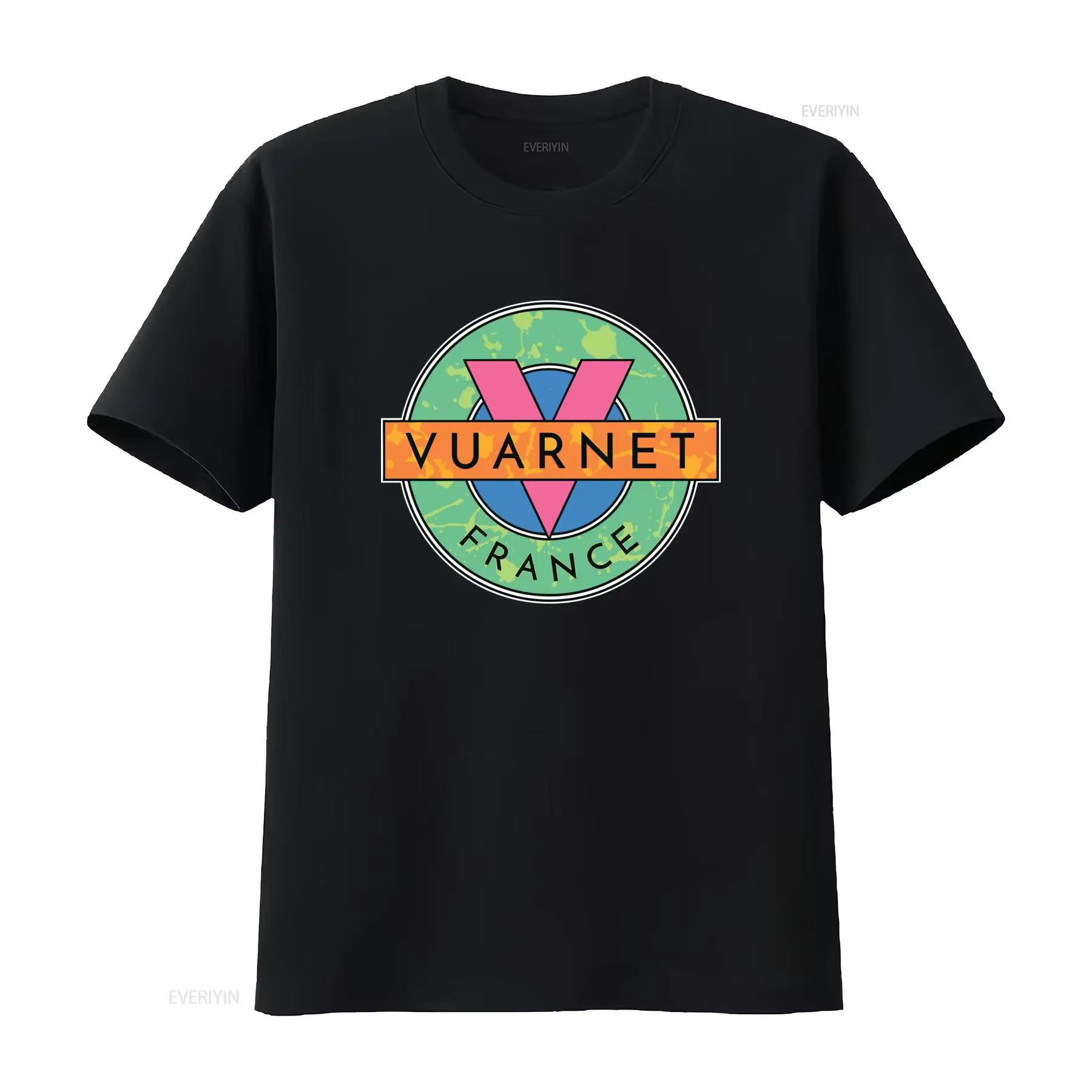 T-shirt homme Vuarnet France bleu marine avec logo coloré imprimé