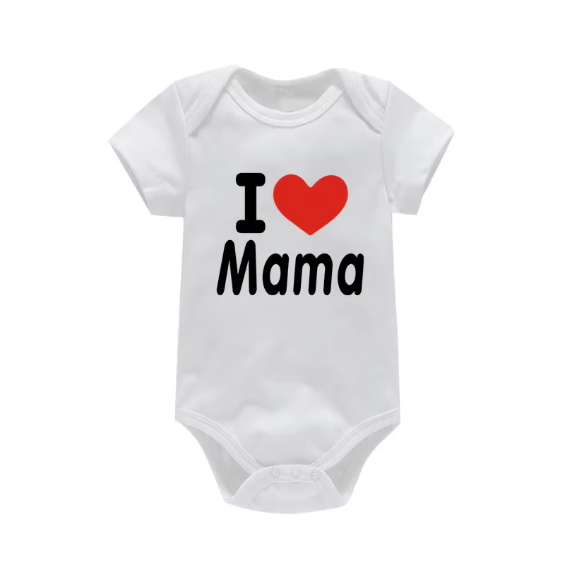 T-shirt barboteuse amusant « I Love Mama & Papa » pour bébé