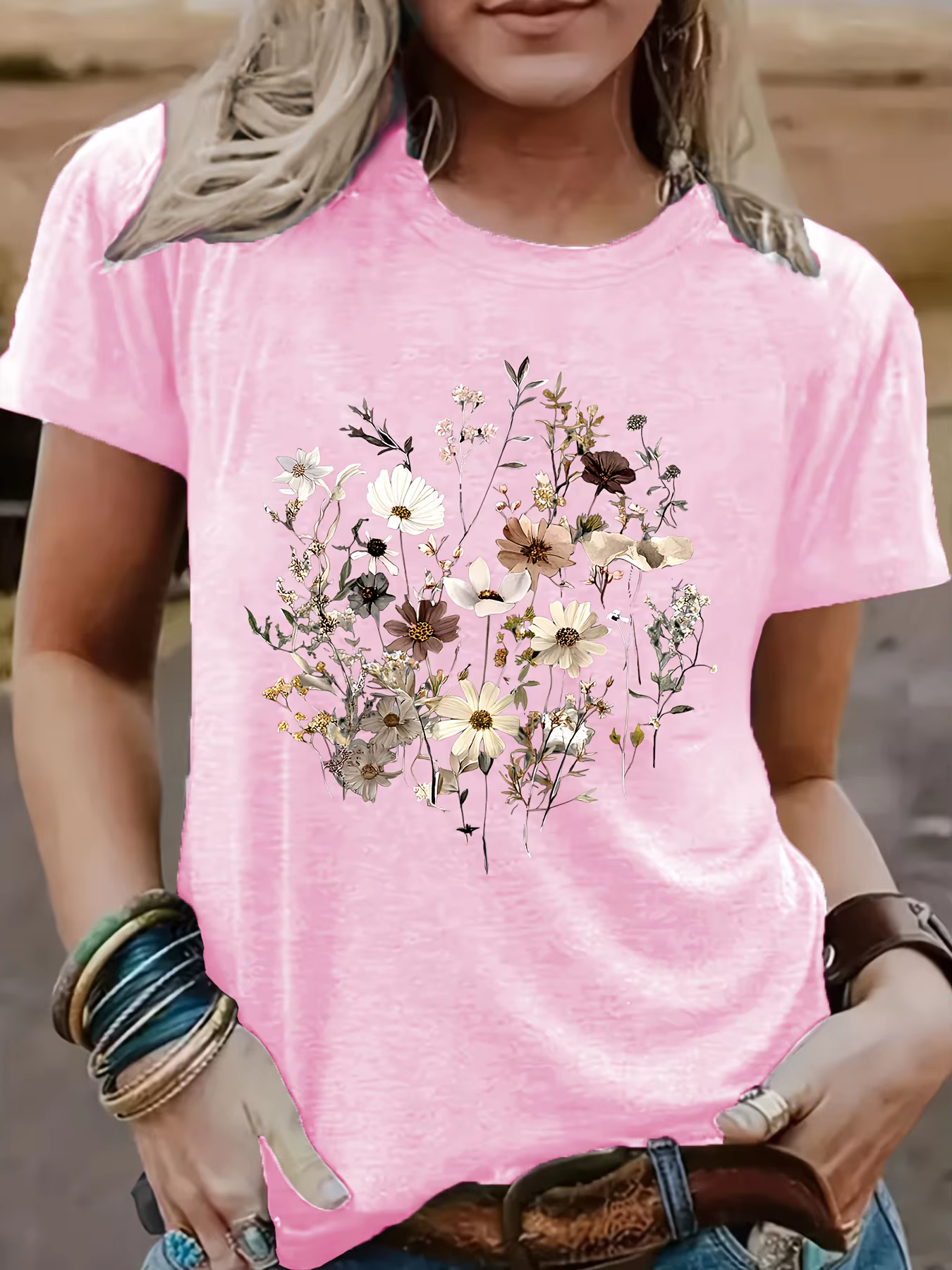 T-shirt à col rond pour femme