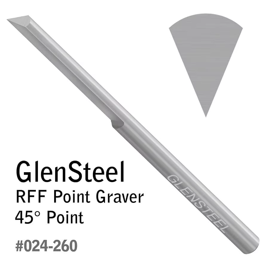 Graveur à pointe GRS GlenSteel RFF 30 ° -120 ° Outil de gravure en pointe en V pour le sertissage de pierres et les coupes profondes, HSS sans cobalt, tige QC de 1/8 pouce