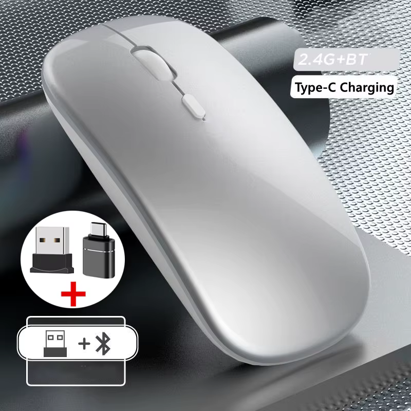 Souris de jeu sans fil, Compatible Bluetooth (Dual Mode: BT + 2.4Ghz), ergonomique et Rechargeable, pour PC/ordinateur portable/Macbook ﻿