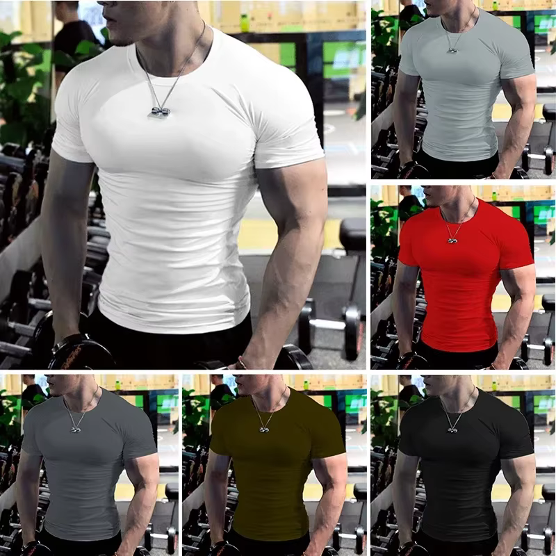 Hommes hauts à la mode t-shirt plaine coupe ajustée