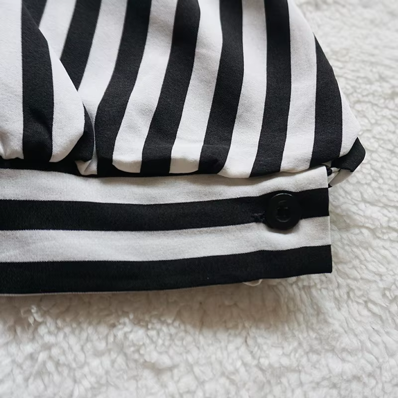 Femmes chemise noir et blanc rayé boutonné à manches longues surdimensionné petit ami Blouse hauts blusas para mujer tenue